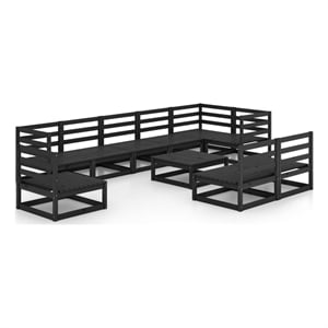 Afuera Living 10 Piece Wood Large Garden Lounge Set in Black