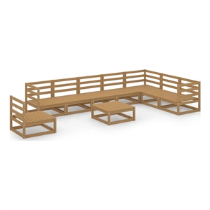 Afuera Living Contemporary 9 Piece Wood Garden Lounge Set in Brown