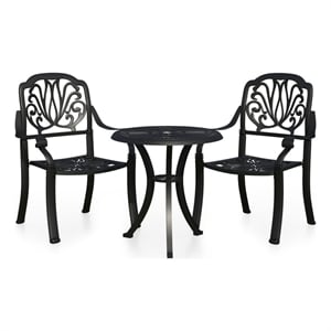 Afuera Living Contemporary 3 Piece Aluminum Medium Bistro Set in Black