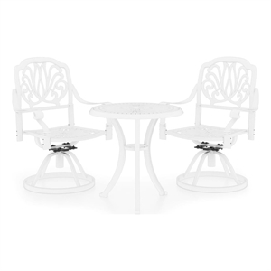 Afuera Living Contemporary 3 Piece Aluminum Small Bistro Set in White