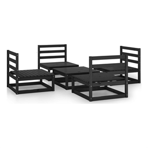 Afuera Living Contemporary 5 Piece Wood Garden Lounge Set in Black