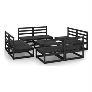 Afuera Living Contemporary Wood Large Garden Lounge Set in Black
