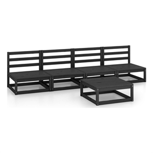 Afuera Living Contemporary 5 Piece Wood Garden Lounge Set in Black