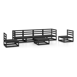 Afuera Living Contemporary 7 Piece Wood Garden Lounge Set in Black