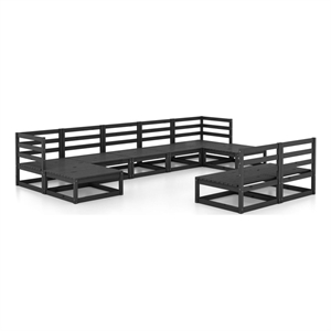 Afuera Living Contemporary Wood Large Garden Lounge Set in Black