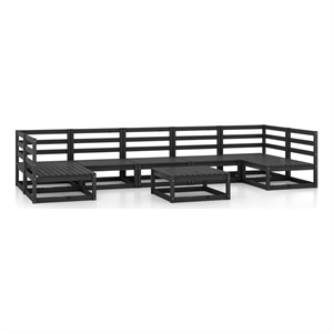 Afuera Living Contemporary 8 Piece Wood Garden Lounge Set in Black