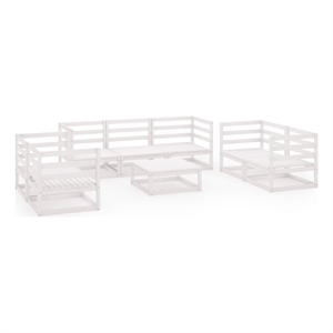 Afuera Living 8 Piece Wood Medium Garden Lounge Set in White