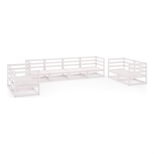 Afuera Living Contemporary 8 Piece Wood Large Garden Lounge Set in White