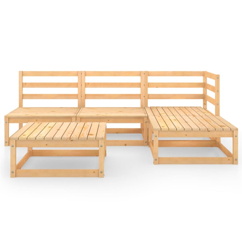 Afuera Living Contemporary Wood Large Garden Lounge Set in Natural