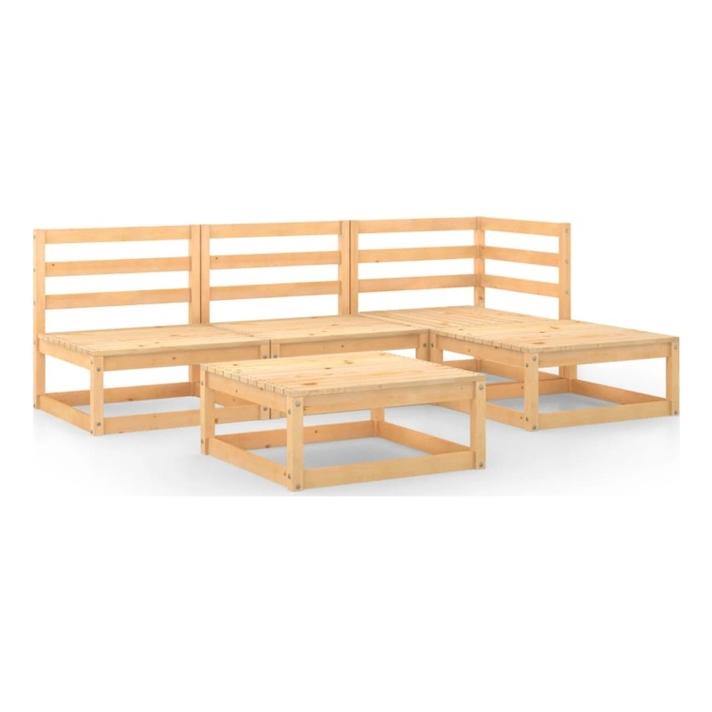 Afuera Living Contemporary Wood Large Garden Lounge Set in Natural