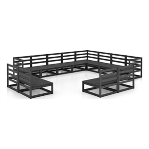 Afuera Living Contemporary Wood Large Garden Lounge Set in Black