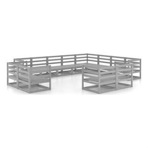 Afuera Living Contemporary Wood Large Garden Lounge Set in Gray
