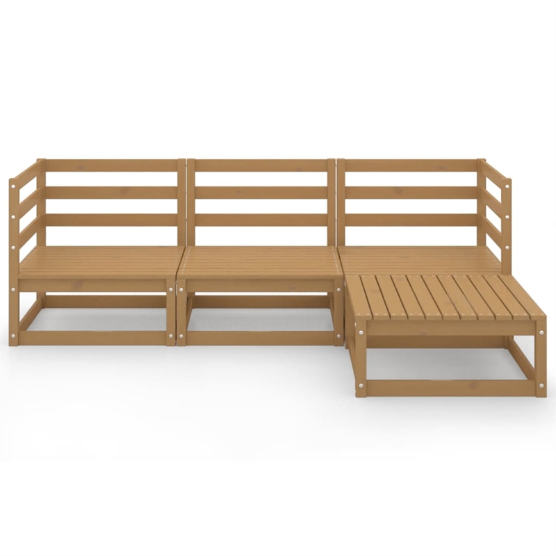 Afuera Living Contemporary Durable Wood Garden Lounge Set in Brown