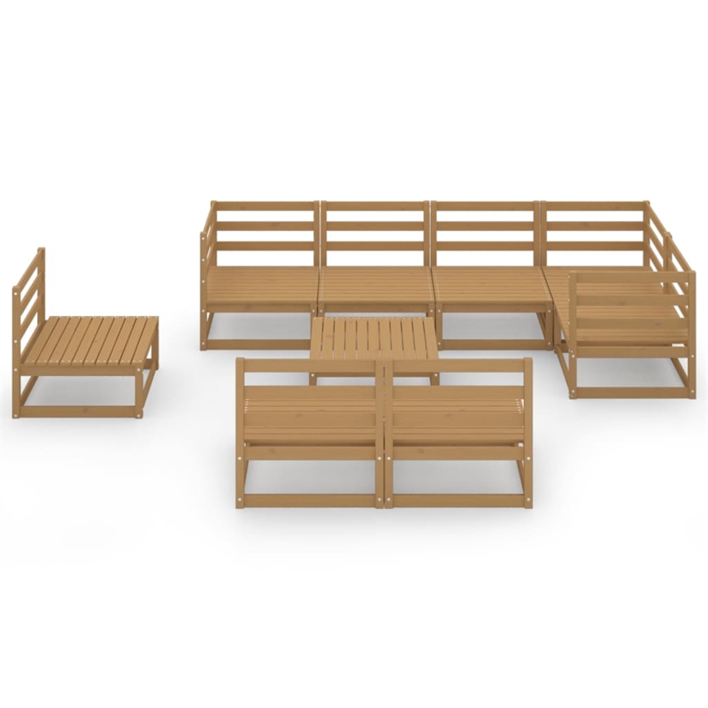 Afuera Living Contemporary 9 Piece Wood Garden Lounge Set in Brown