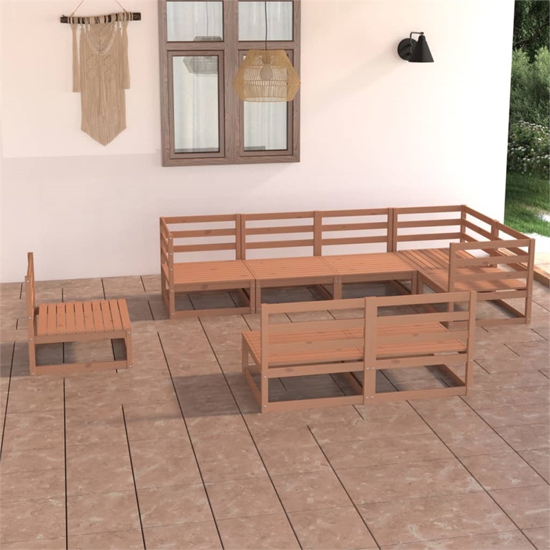 Afuera Living 8 Piece Wood Standard Garden Lounge Set in Brown