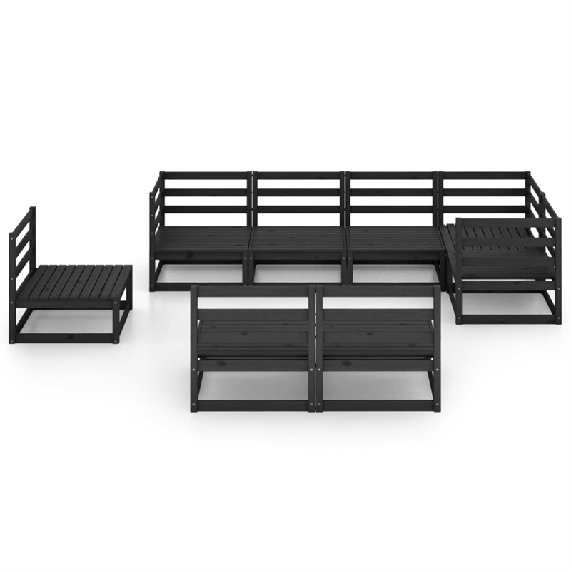 Afuera Living Contemporary 8 Piece Garden Lounge Set in Black