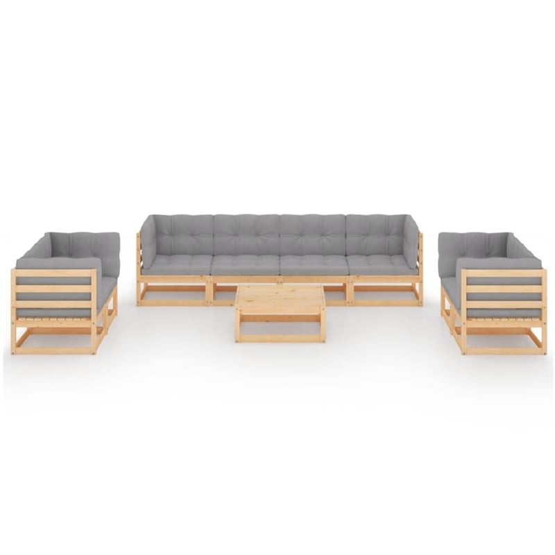 Afuera Living 9 Piece Wood Garden Lounge Set in Gray/Natural