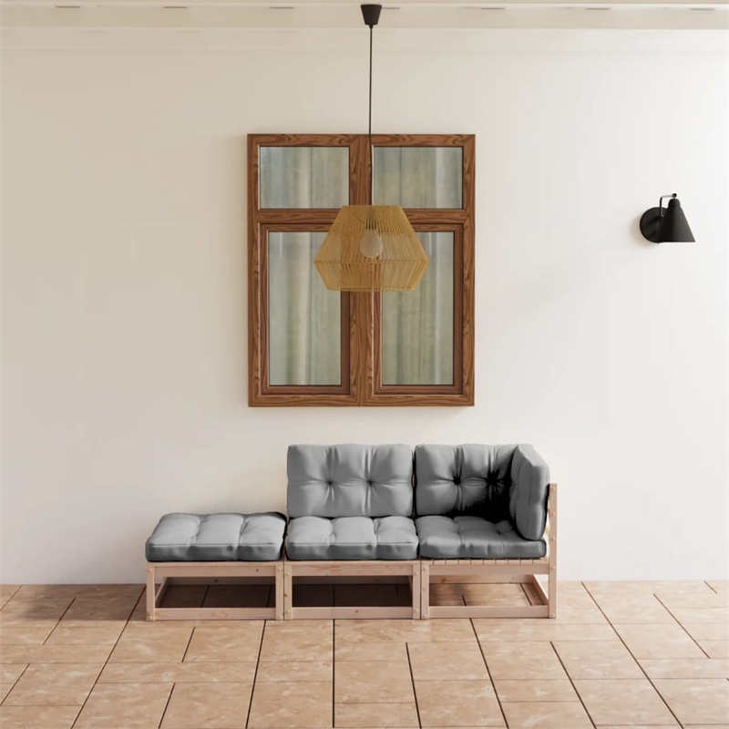 Afuera Living Contemporary 3 Piece Solid Pine Wood Garden Lounge Set