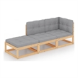 Afuera Living Contemporary 3 Piece Solid Pine Wood Garden Lounge Set