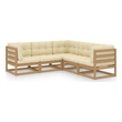 Afuera Living Contemporary 5 Piece Wood Garden Lounge Set in Brown