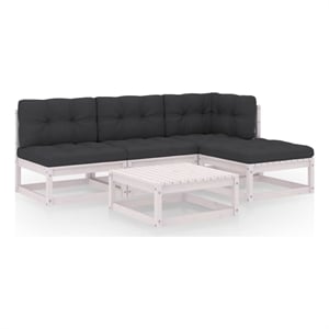 Afuera Living Contemporary 5 Piece Wood Garden Lounge Set in White