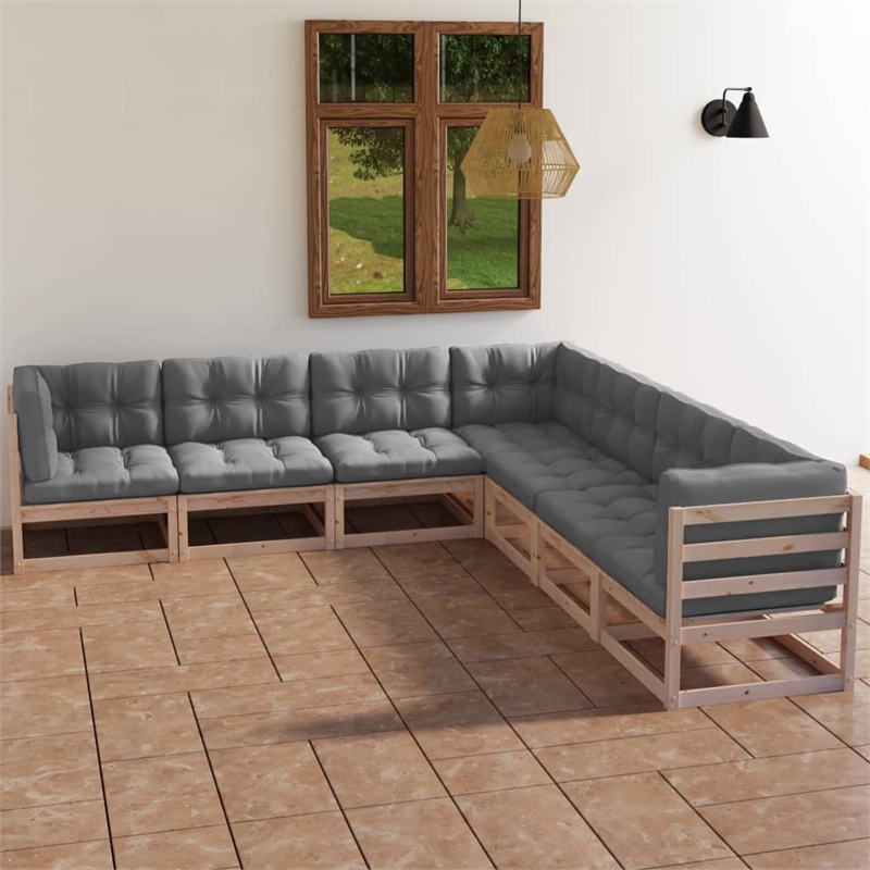 Afuera Living 7 Piece Wood Garden Lounge Set in Gray/Natural