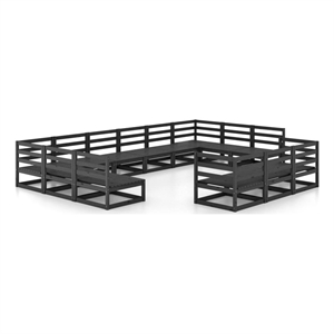 Afuera Living Contemporary 13 Piece Wood Garden Lounge Set in Black