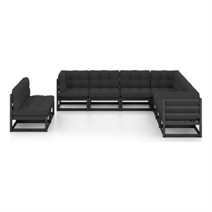 Afuera Living Contemporary 9 Piece Wood Garden Lounge Set in Black