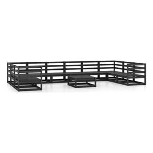 Afuera Living Contemporary Wood Large Garden Lounge Set in Black