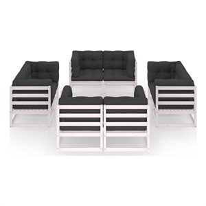 Afuera Living Contemporary 8 Piece Wood Large Garden Lounge Set in White