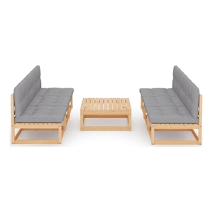 Afuera Living Contemporary 7 Piece Wood Garden Lounge Set in Gray