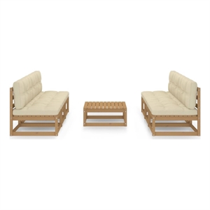 Afuera Living 7 Piece Wood Medium Garden Lounge Set in Brown