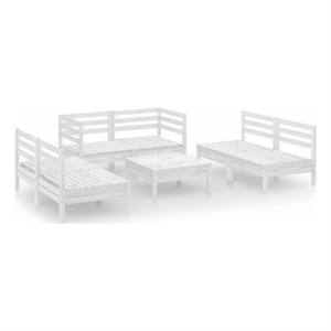 Afuera Living 7 Piece Wood Medium Garden Lounge Set in White
