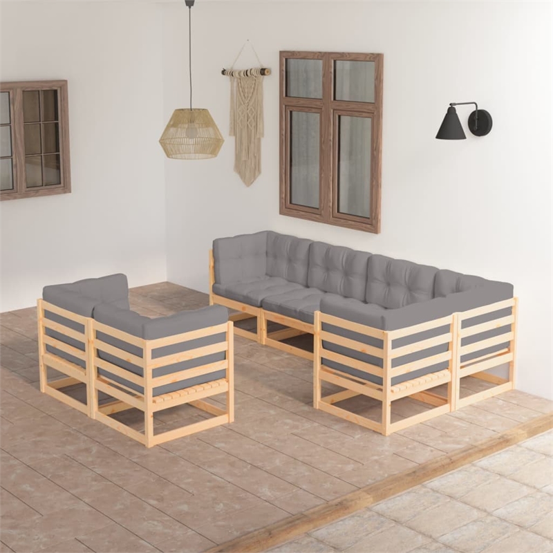 Afuera Living 7 Piece Wood Garden Lounge Set in Gray/Natural