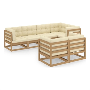 Afuera Living Contemporary 7 Piece Wood Garden Lounge Set in Brown