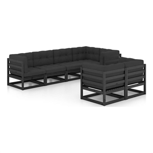 Afuera Living Contemporary Durable Wood Garden Lounge Set in Black