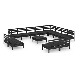 Afuera Living 13 Piece Wood Large Garden Lounge Set in Black