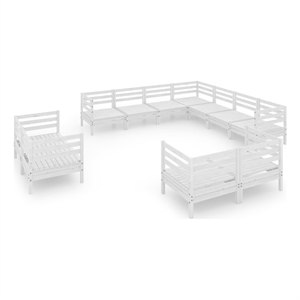 Afuera Living 11 Piece Wood Small Garden Lounge Set in White