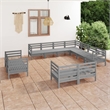 Afuera Living Contemporary 11 Piece Wood Large Garden Lounge Set in Gray