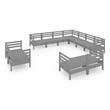 Afuera Living Contemporary 11 Piece Wood Large Garden Lounge Set in Gray