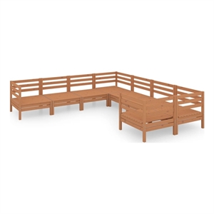 Afuera Living Contemporary 8 Piece Wood Garden Lounge Set in Brown