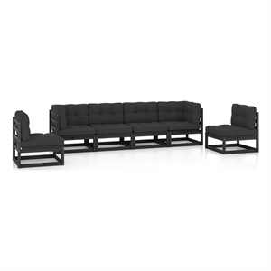 Afuera Living Contemporary 6 Piece Wood Garden Lounge Set in Black