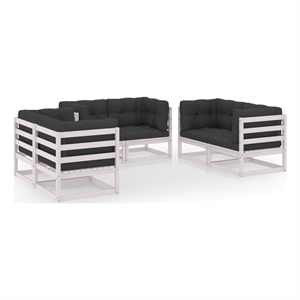 Afuera Living Contemporary Wood Garden Lounge Set in White/Anthracite