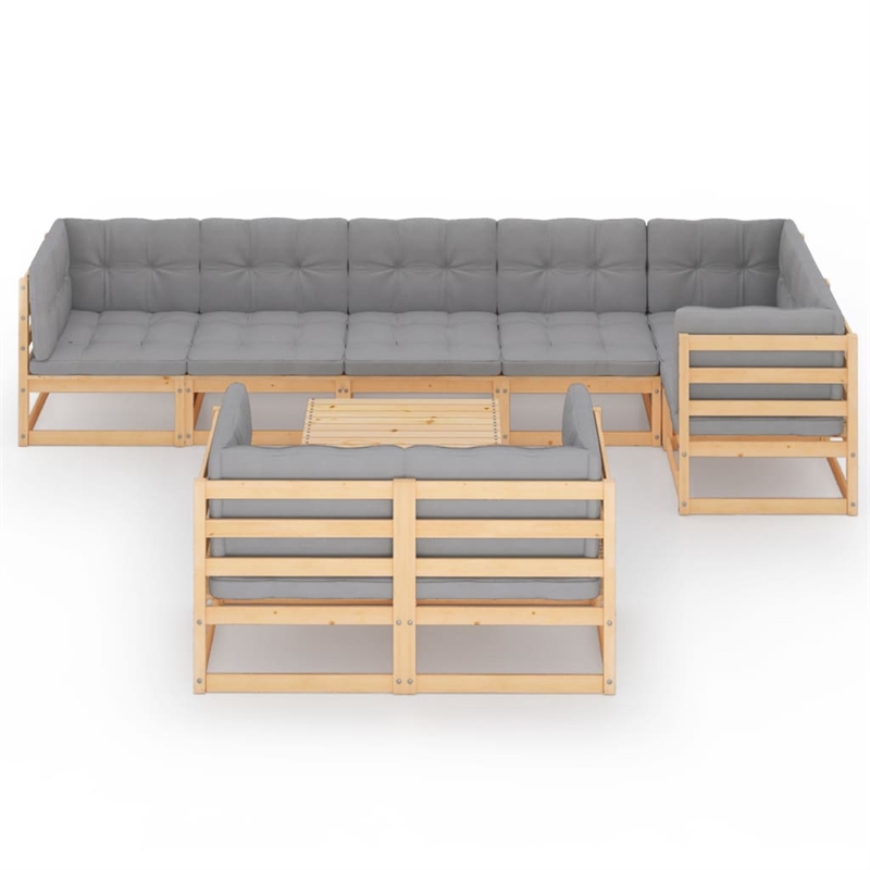 Afuera Living 9 Piece Wood Garden Lounge Set in Gray/Natural