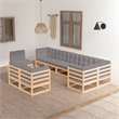 Afuera Living 9 Piece Wood Small Garden Lounge Set in Gray/Natural