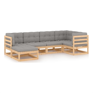 Afuera Living Contemporary 6 Piece Wood Medium Garden Lounge Set
