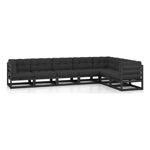 Afuera Living Contemporary 7 Piece Wood Garden Lounge Set in Black