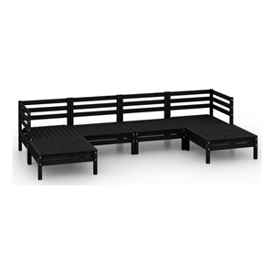 Afuera Living Contemporary 6 Piece Wood Large Garden Lounge Set in Black