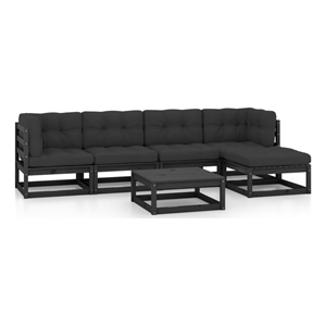 Afuera Living Contemporary 6 Piece Wood Garden Lounge Set in Black