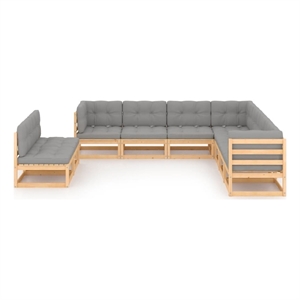 Afuera Living Contemporary 9 Piece Wood Medium Garden Lounge Set